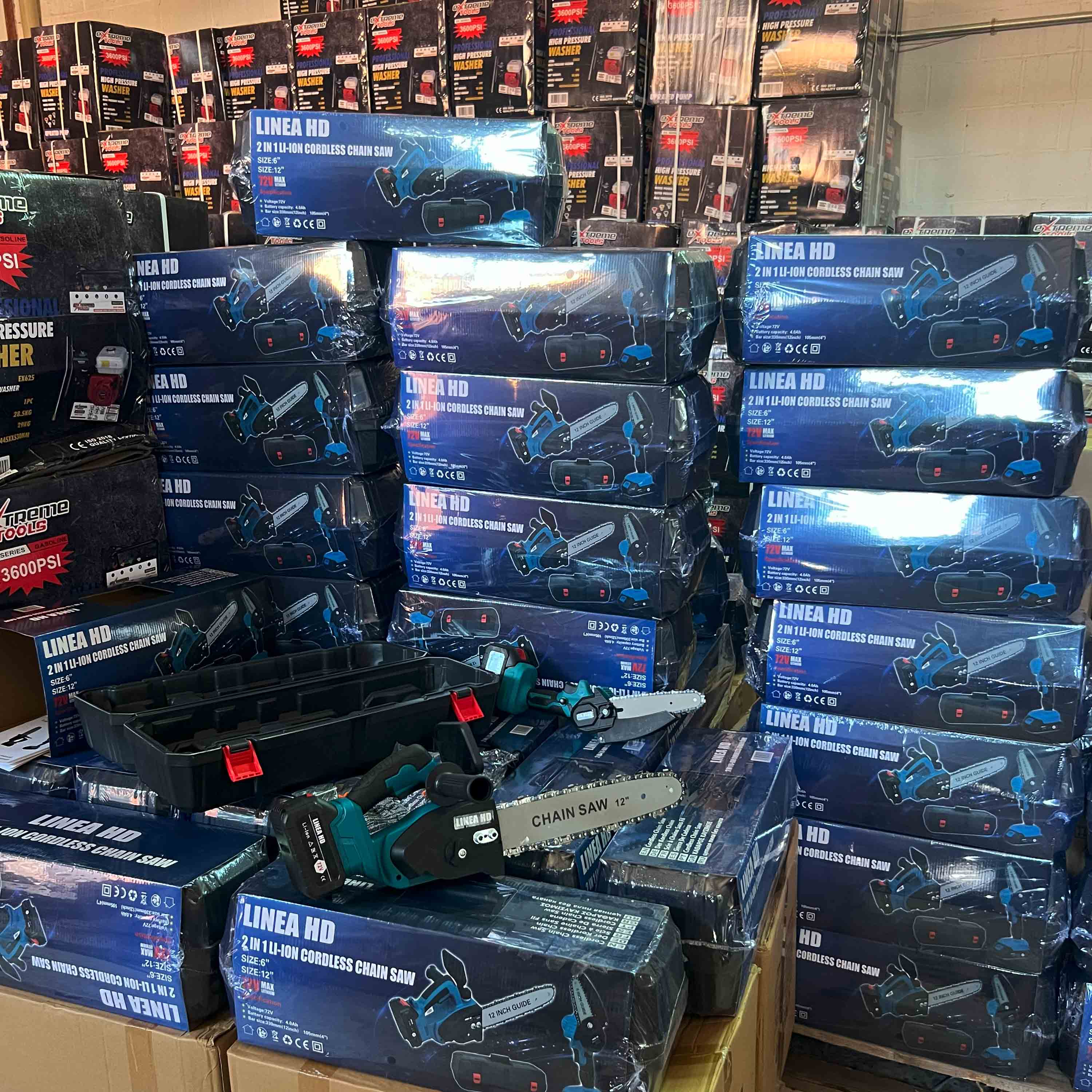 Motosserra elétrica sem fios 2 em 1 de 72 V com 2 baterias – Potência de corte profissional