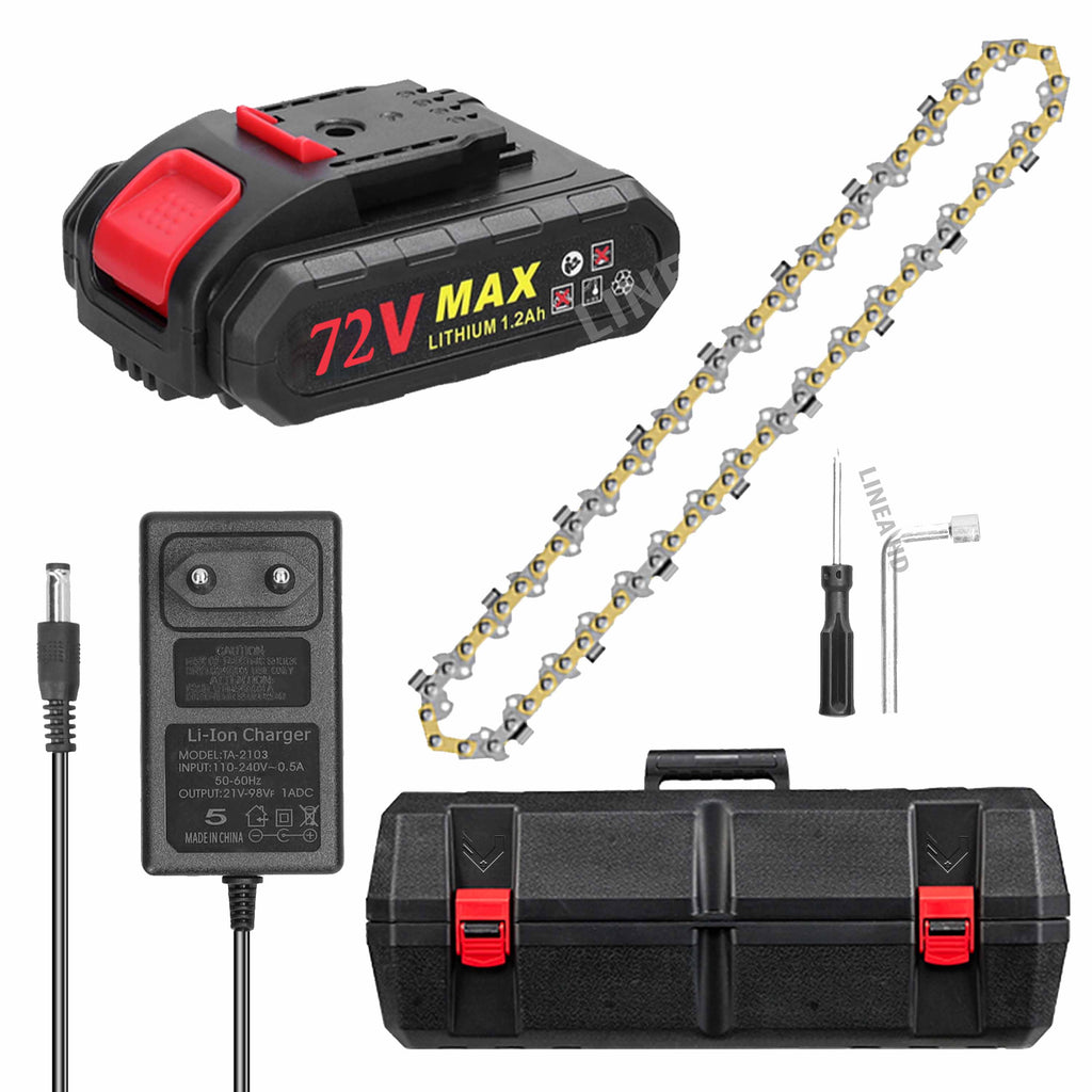 Motosserra elétrica sem fios 2 em 1 de 72 V com 2 baterias – Potência de corte profissional