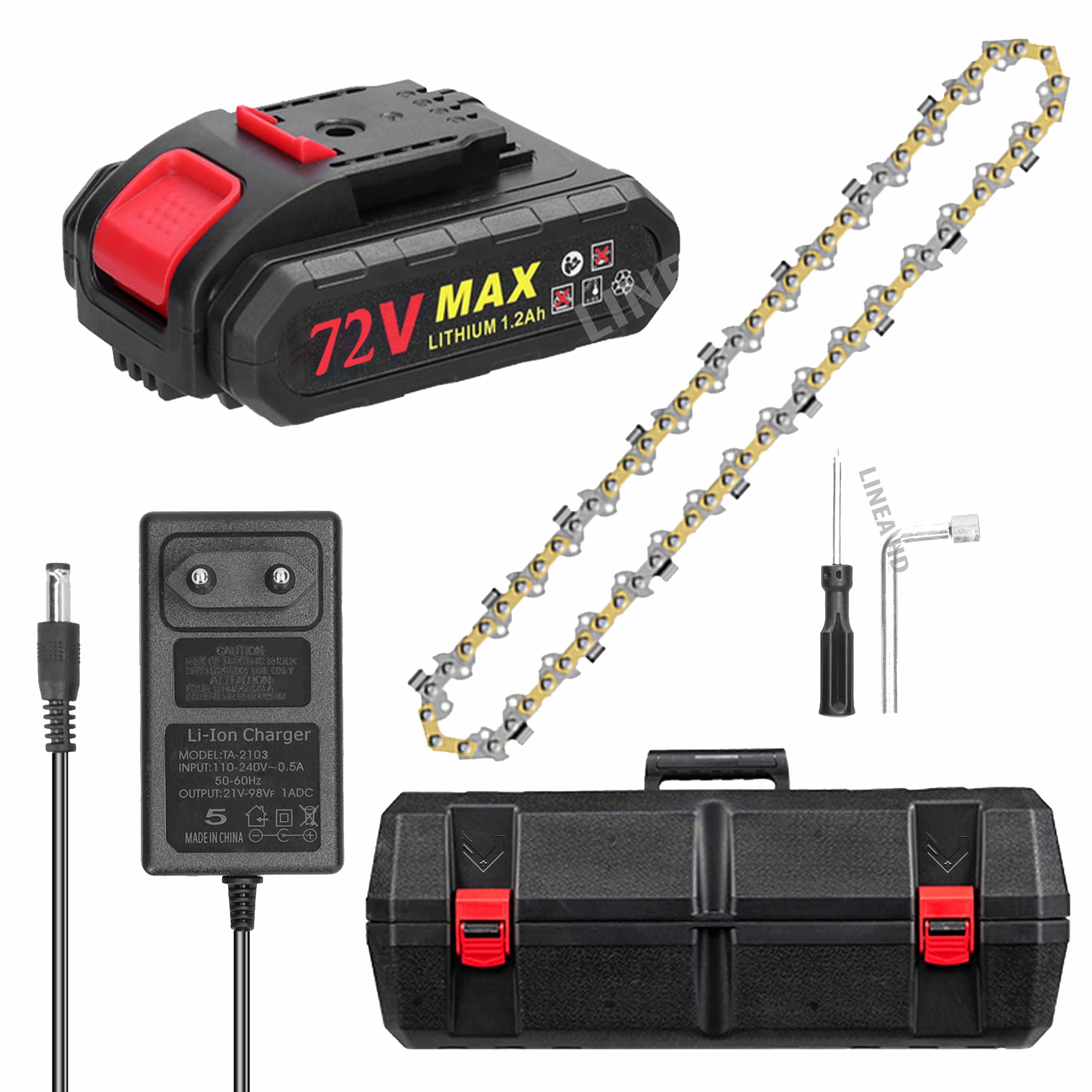 Motosserra elétrica sem fios 2 em 1 de 72 V com 2 baterias – Potência de corte profissional