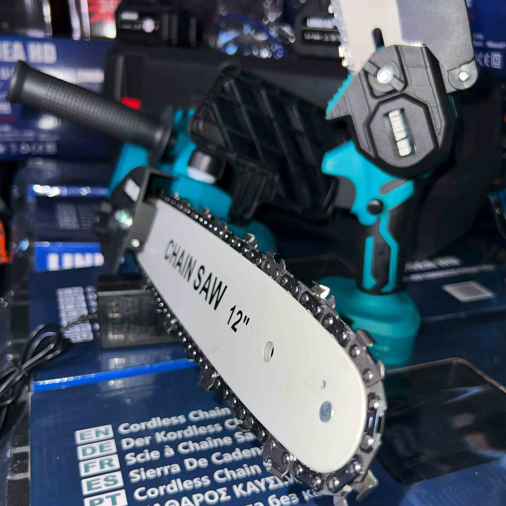 Motosserra elétrica sem fios 2 em 1 de 72 V com 2 baterias – Potência de corte profissional