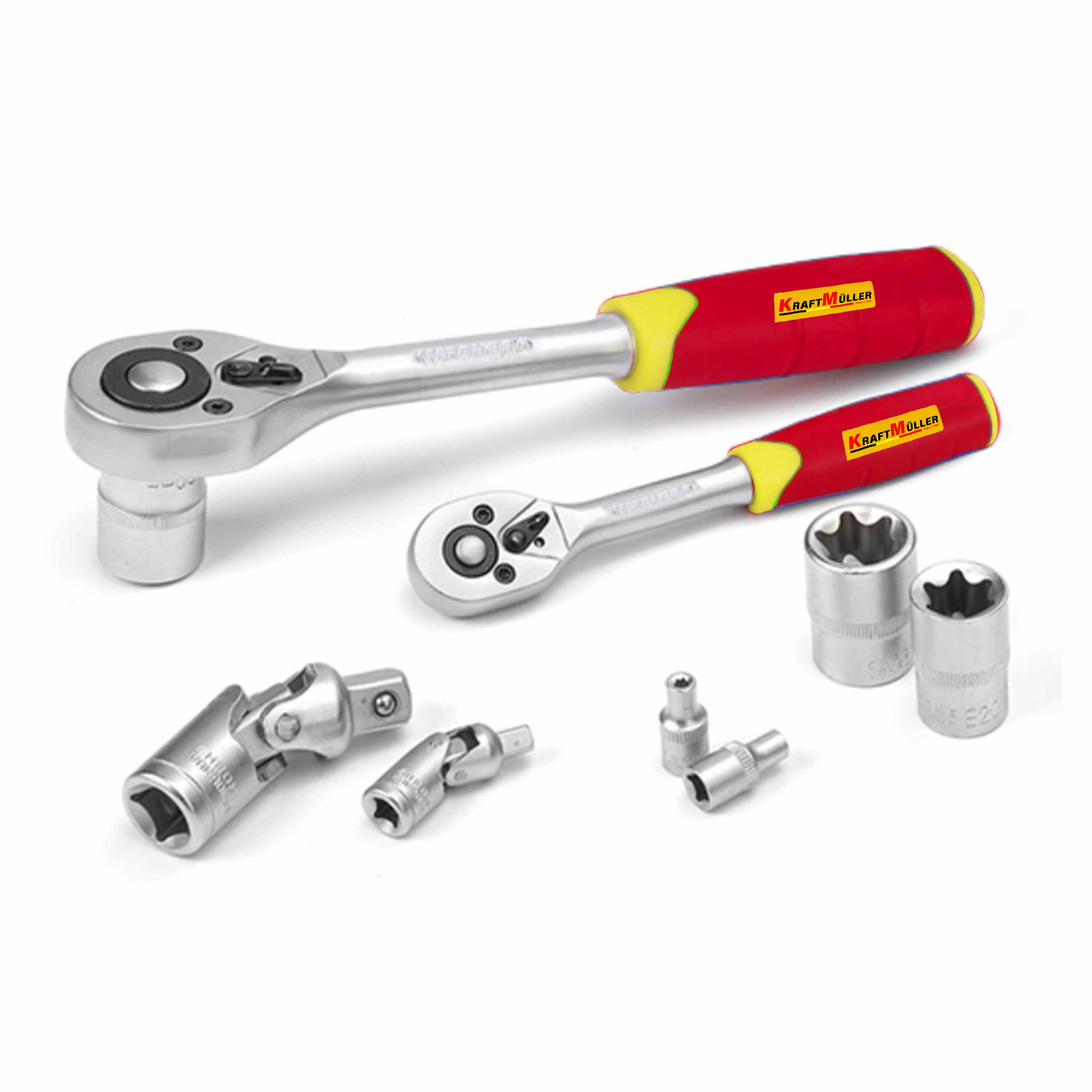 Estojo de Ferramentas Kraftmuller | Conjunto de 108 peças com chaves de roquete e chaves de caixa | Kit profissional para mecânicos e faça-você-mesmo