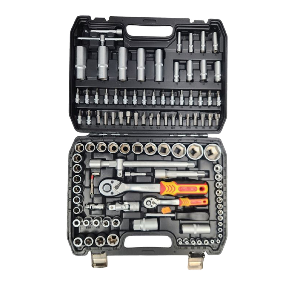 Estojo de Ferramentas Kraftmuller | Conjunto de 108 peças com chaves de roquete e chaves de caixa | Kit profissional para mecânicos e faça-você-mesmo