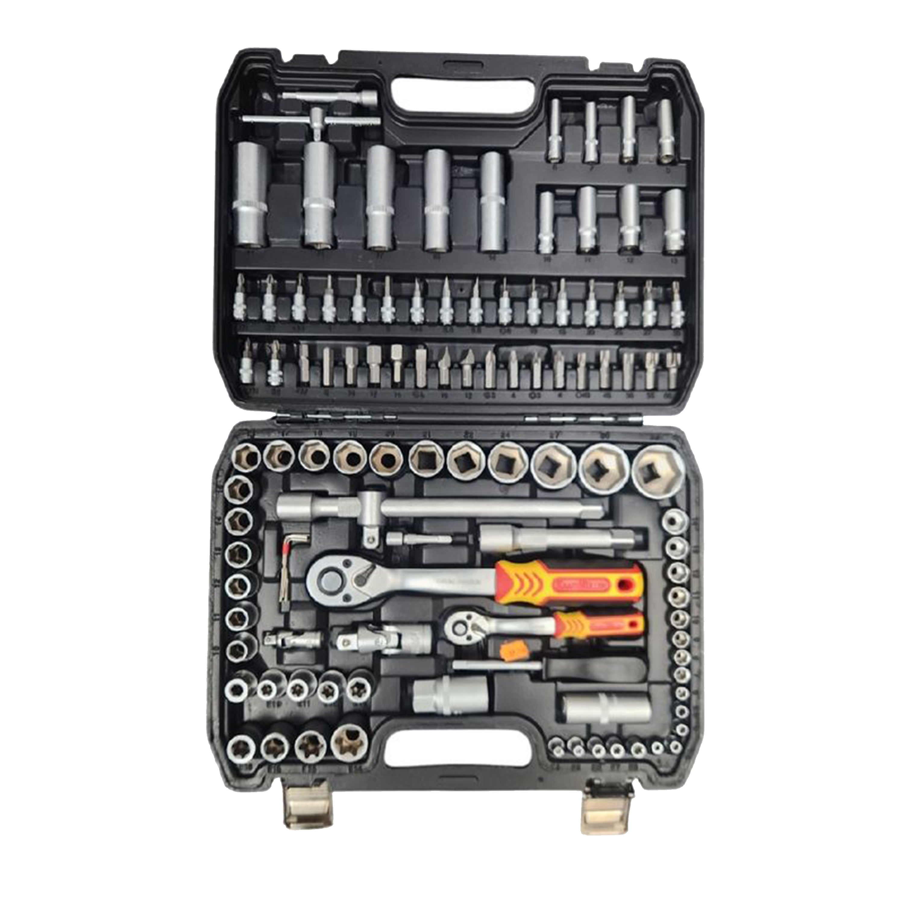 Estojo de Ferramentas Kraftmuller | Conjunto de 108 peças com chaves de roquete e chaves de caixa | Kit profissional para mecânicos e faça-você-mesmo