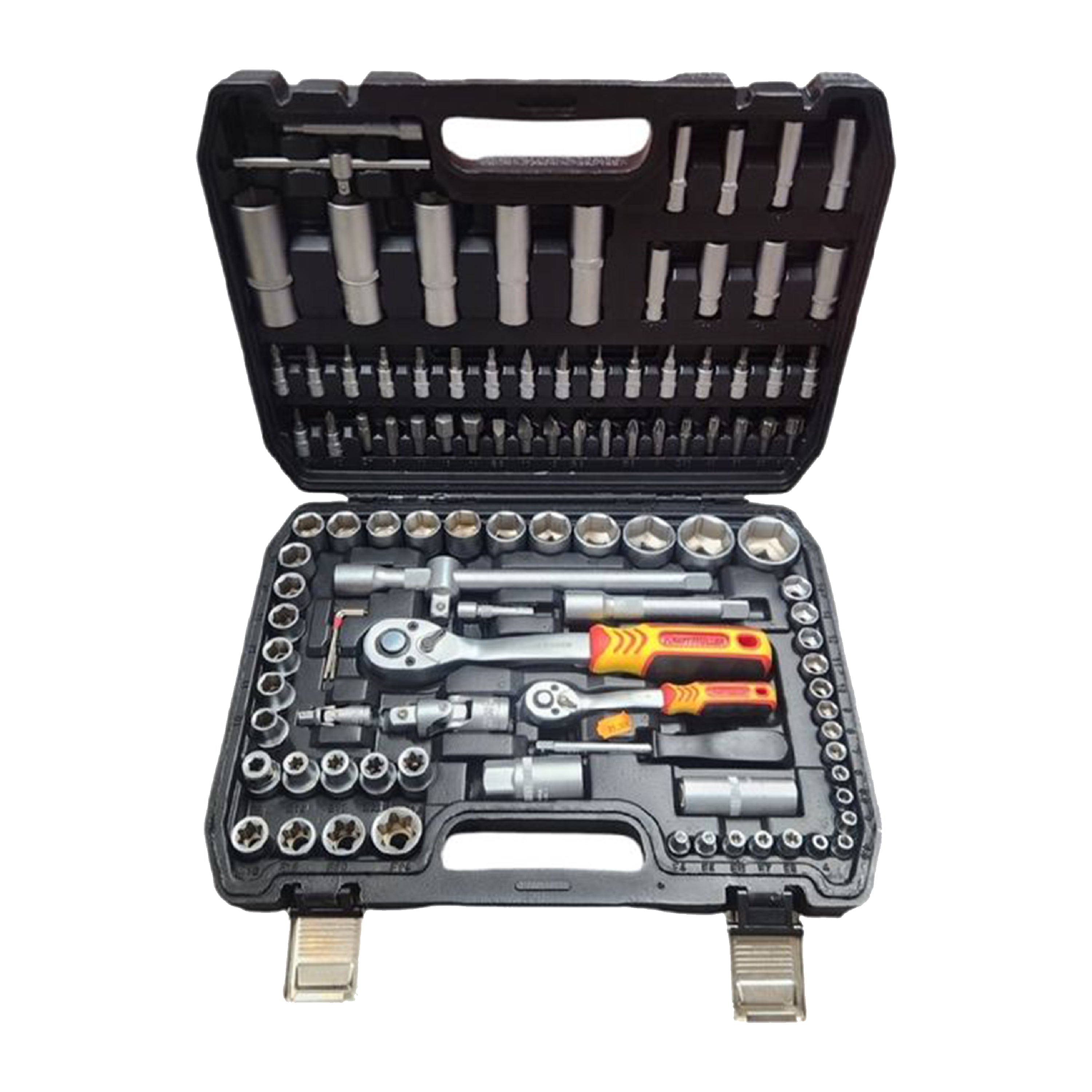 Estojo de Ferramentas Kraftmuller | Conjunto de 108 peças com chaves de roquete e chaves de caixa | Kit profissional para mecânicos e faça-você-mesmo