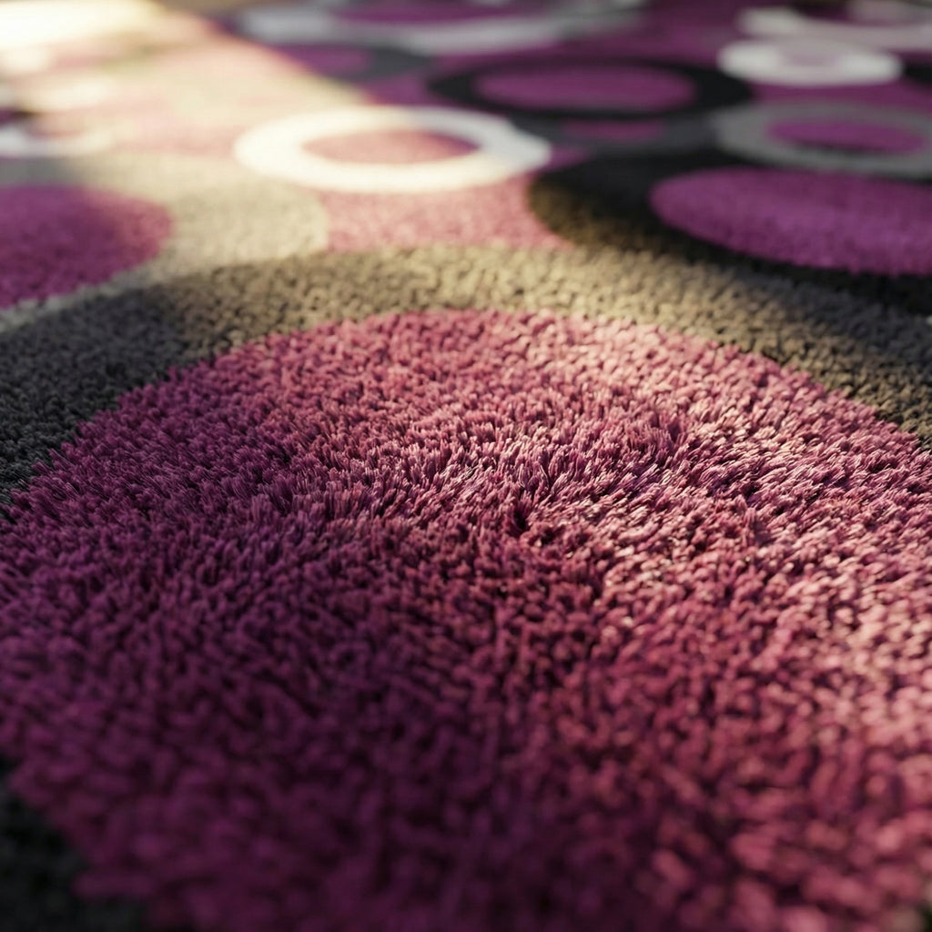 Tapete moderno de luxo com design circular, 2,50 m de comprimento x 1,80 m de largura – Disponível em 4 cores