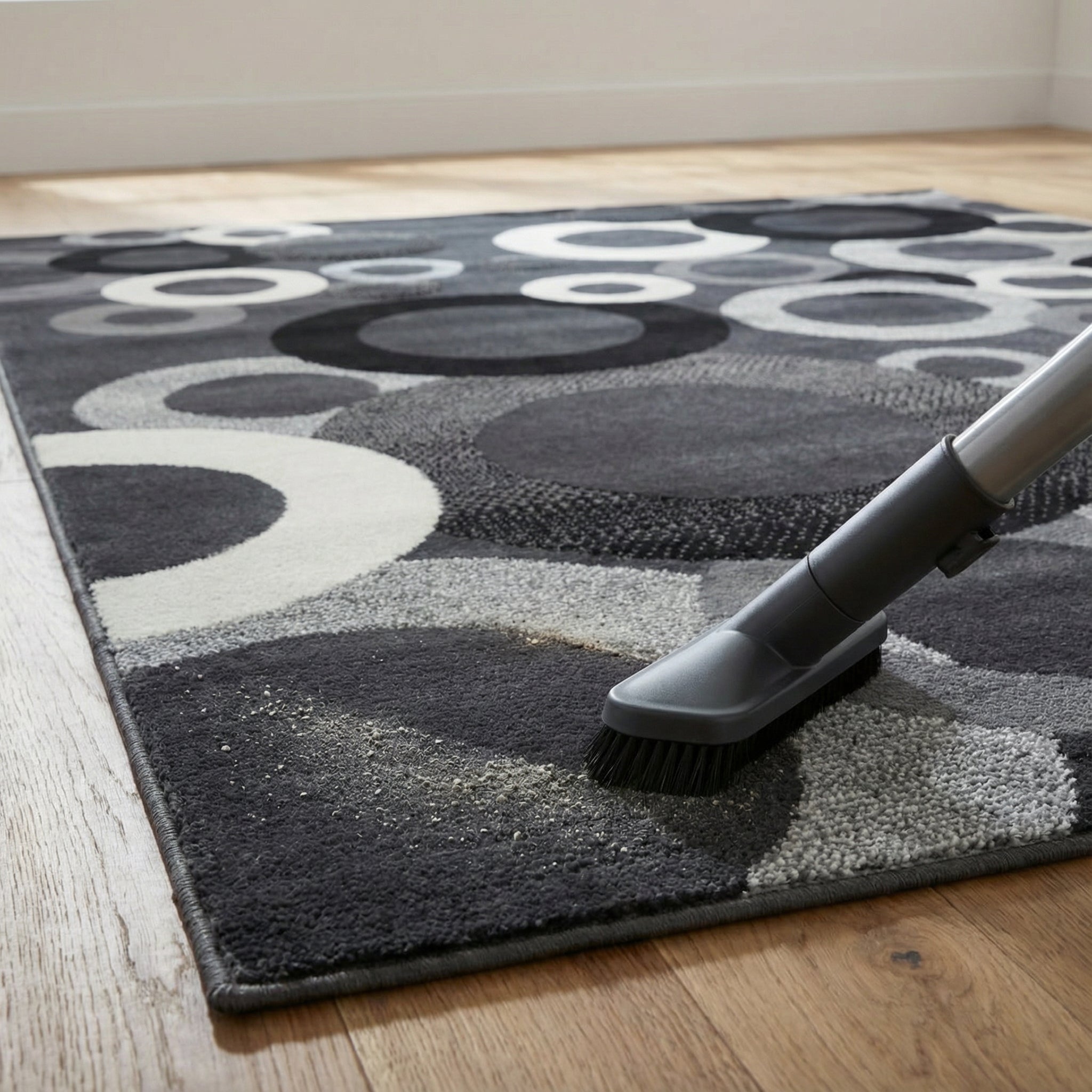 Tapete moderno de luxo com design circular, 2,50 m de comprimento x 1,80 m de largura – Disponível em 4 cores