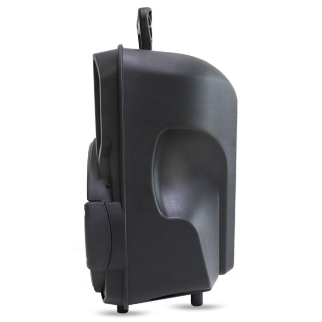 Coluna de som Bluetooth portátil com microfone e luzes LED.